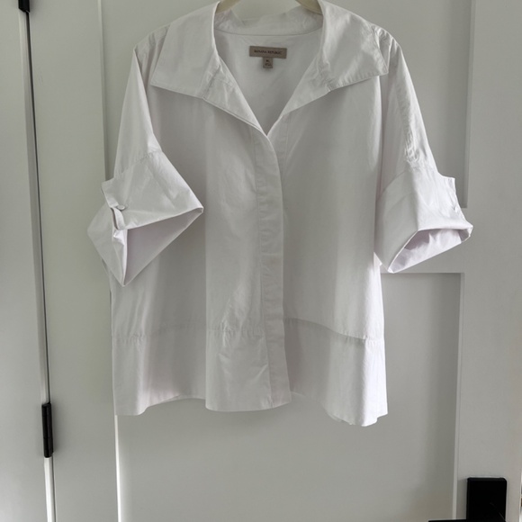 Banana Republic Heavy Cotton Poplin White Boxy Shirt Sz XL - Picture 6 of 9